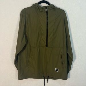Ezekiel Olive Green Half-Zip Windbreaker Jacket Hooded Streetwear Size XL